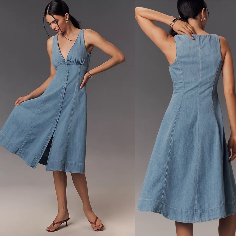 NWOT Reformation Sebastien Denim Midi Dress 4